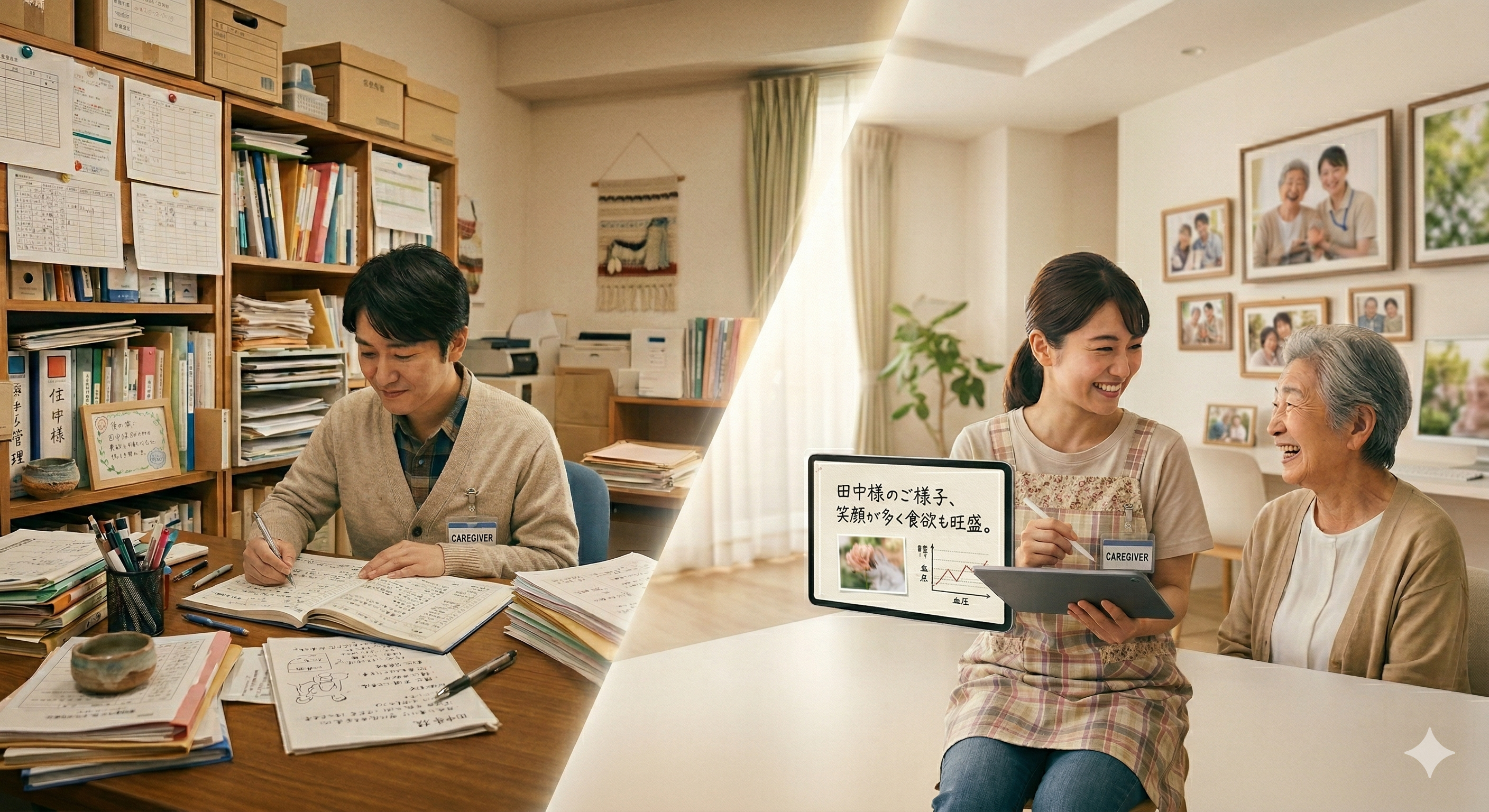 紙の書類からタブレット活用へ — デジタル化で笑顔が増える介護現場